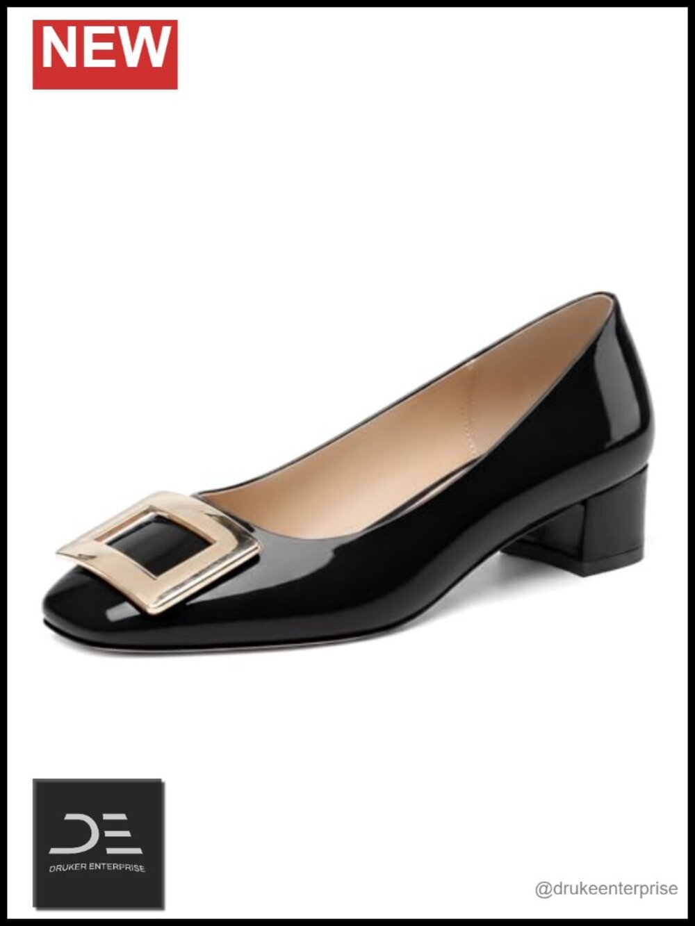 Women's Low Chunky Heel Dress Shoes 1.4 Inch Block Heel Round Toe Slip On Pumps